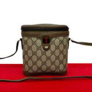 GUCCI Sherry line GG logo leather shoulder bag vanity brown 204 1